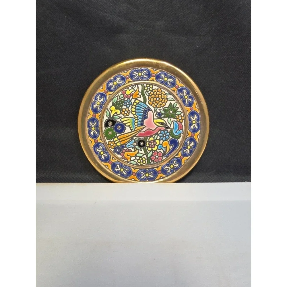 Art Cearco Enamel & Gold Decorative Miniature Plate 24k Wall Art Pottery Spanish